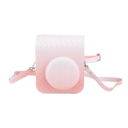 [CLEARANCE] Pikxi BMS12 Gradual Weave Pattern Style Fujifilm Instax Mini 12 PU Leather Protective Camera Case Bag with Shoulder Strap - Blue