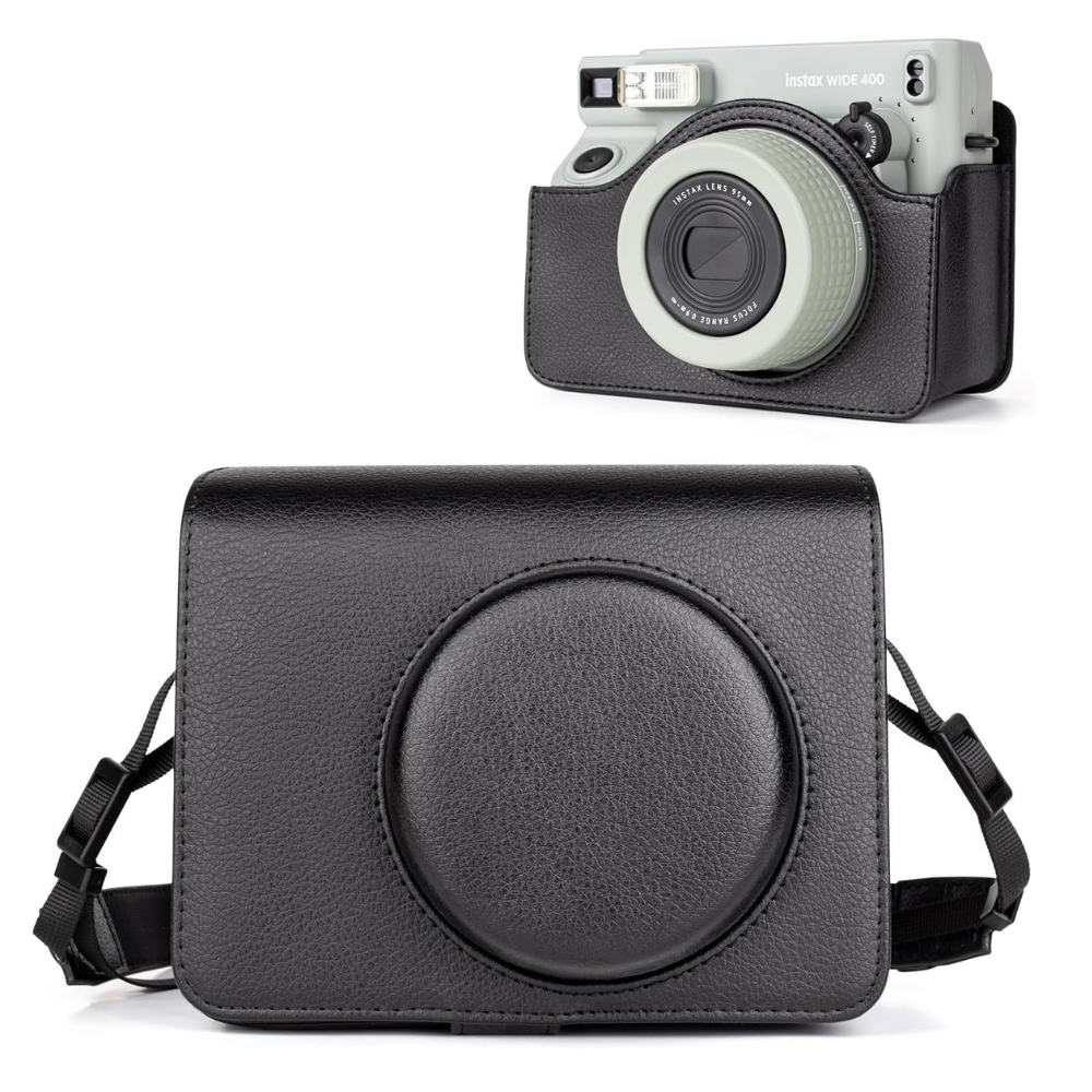 Pikxi FUJIFILM Instax Wide 400 Camera Leather Bag Protective Case with Formfitting Holes for Controls, Sp Button Locks and Removable Camera Cover | Black Brown Green