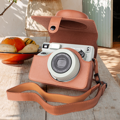 Pikxi FUJIFILM Instax Wide 400 Camera Leather Bag Protective Case with Formfitting Holes for Controls, Sp Button Locks and Removable Camera Cover | Black Brown Green
