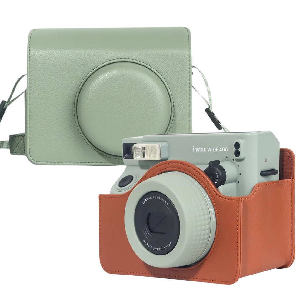 Pikxi FUJIFILM Instax Wide 400 Camera Leather Bag Protective Case with Formfitting Holes for Controls, Sp Button Locks and Removable Camera Cover | Black Brown Green