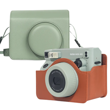 Pikxi FUJIFILM Instax Wide 400 Camera Leather Bag Protective Case with Formfitting Holes for Controls, Sp Button Locks and Removable Camera Cover | Black Brown Green