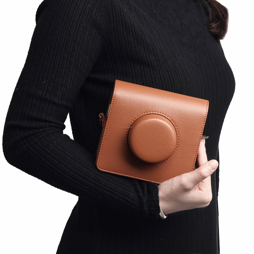 Pikxi BWE Series Fujifilm Instax Wide EVO Camera Leather Case Sling Bag Protective Case with Formfitting Design and Magnetic Locks for Photography | Black, Dark Grey, Brown