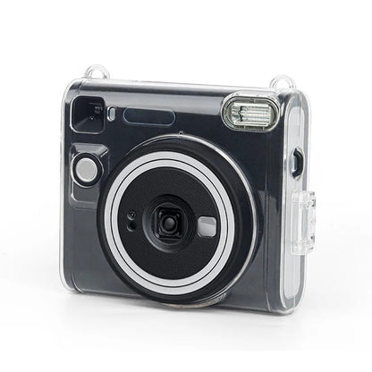 Pikxi CSQ40 Fujifilm Instax Square SQ40 Acrylic Crystal Transparent Protective Camera Case Bag with Shoulder Strap - Clear