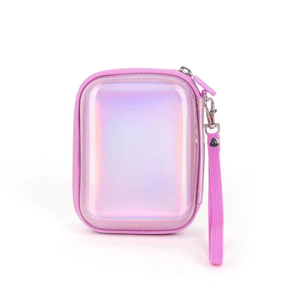 [CLEARANCE] Pikxi Iridescent Holographic Style EVA Padded Hard Case for Instax LiPlay Cameras and MiniLink Portable Printers with Water Resistant Coating, Inner Accessory Pockets, and Hand Strap - Pink