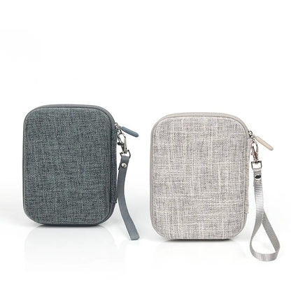 [CLEARANCE] Pikxi Denim Style Compact EVA Padded Hard Case for Instax MiniLink Portable Printers with Water Resistant Coating, Inner Accessory Pockets, and Hand Strap - Beige