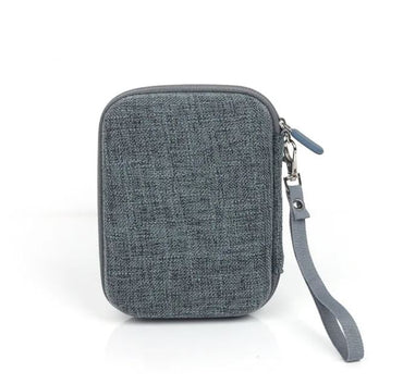[CLEARANCE] Pikxi Denim Style Compact EVA Padded Hard Case for Instax MiniLink Portable Printers with Water Resistant Coating, Inner Accessory Pockets, and Hand Strap - Beige