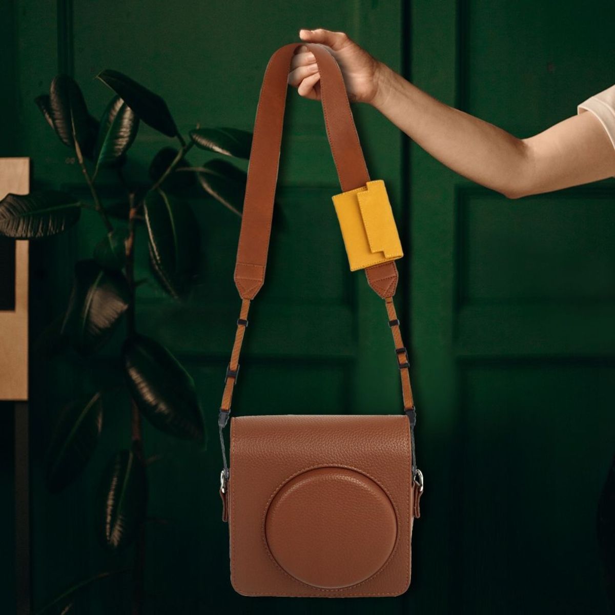 Pikxi Leather Strap with Instant Mini Film & Card Holder for Fujifilm Instax Mini Evo Camera