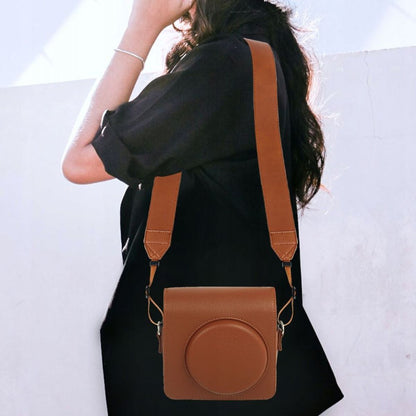 Pikxi Leather Strap with Instant Mini Film & Card Holder for Fujifilm Instax Mini Evo Camera