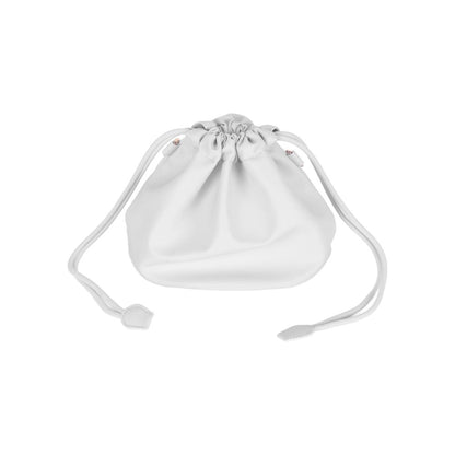 [CLEARANCE] Pikxi Elegant Universal Drawstring Leather Carrying Pouch Bag with Brass Chainlink Strap, and Water Resistant Lining - Lilac Purple