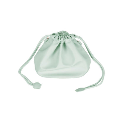 [CLEARANCE] Pikxi Elegant Universal Drawstring Leather Carrying Pouch Bag with Brass Chainlink Strap, and Water Resistant Lining - Lilac Purple