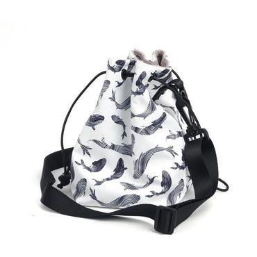 [CLEARANCE] Pikxi Universal Multipurpose Drawstring Travel Bag with Waterproof Lining, Soft Felt Padding, and Accessory Pockets for Cameras and Lenses - Whale