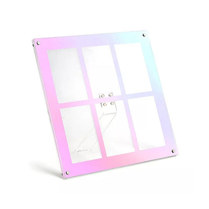 Pikxi 6 Pocket Acrylic Desktop Photo Frame 3Inch Picture Frame for Fujifilm Instax Mini Film Mini 12/11/EVO - Available in Black, White, Iridescent and Mirror Color Designs