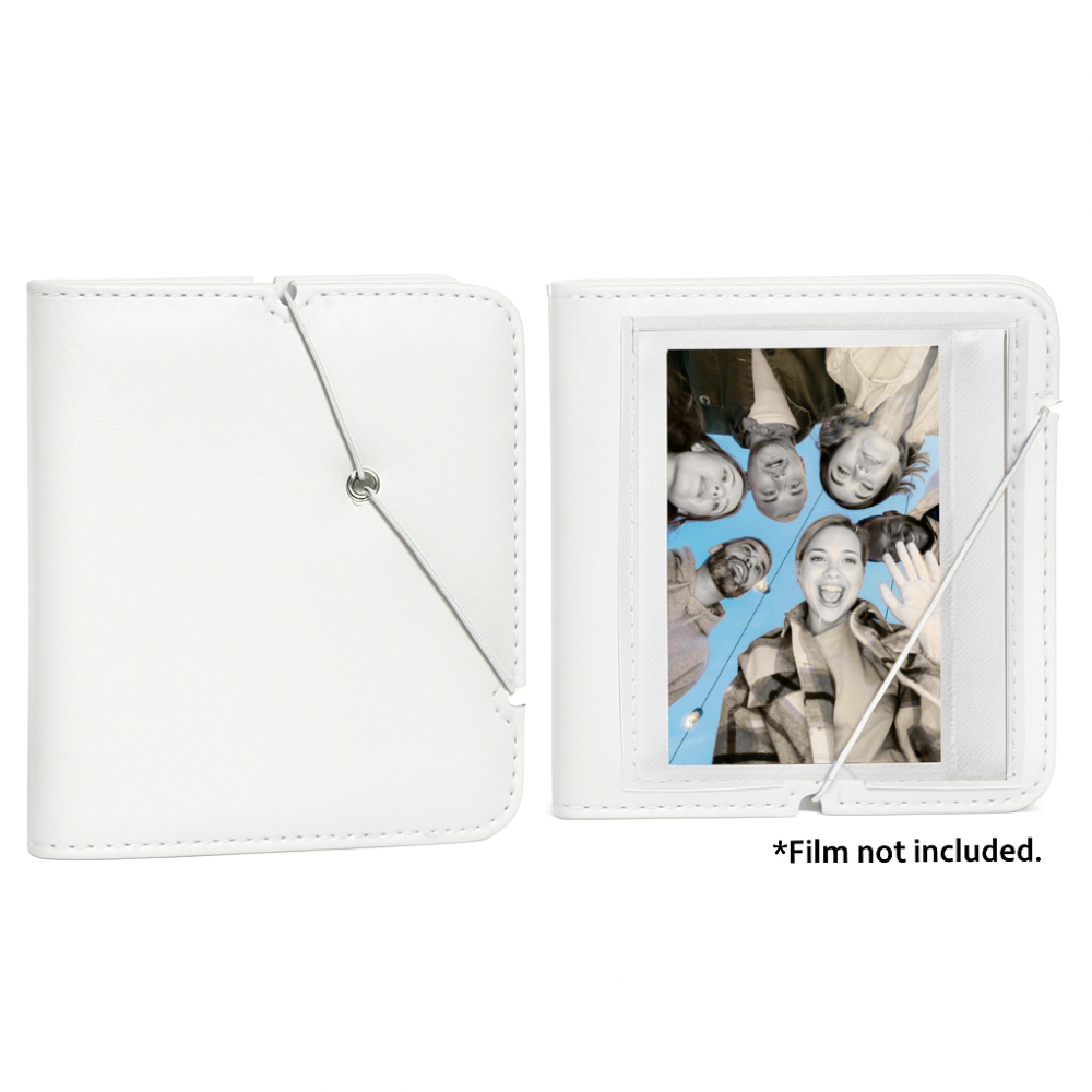 Pikxi 28 Pockets Portable PU Leather Photo Album for FUJIFILM Instax Wide Instant Film Camera with Rope Strap Closure – Available in Green, Brown, Black, White, and Gray Color Options