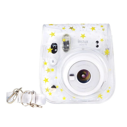 [CLEARANCE] Pikxi Cute Clear Transparent Case with Sling Type Bag Strap FUJIFILM Instax Mini 12 Instant Film Camera - Iridescent Daisy