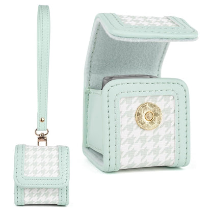 [CLEARANCE] Pikxi Plaid Style PU Leather Protective Case with Wrist Strap for Fujifilm Instax Pal - White