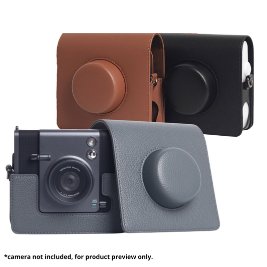 Pikxi BWE Series Fujifilm Instax Wide EVO Camera Leather Case Sling Bag Protective Case with Formfitting Design and Magnetic Locks for Photography | Black, Dark Grey, Brown