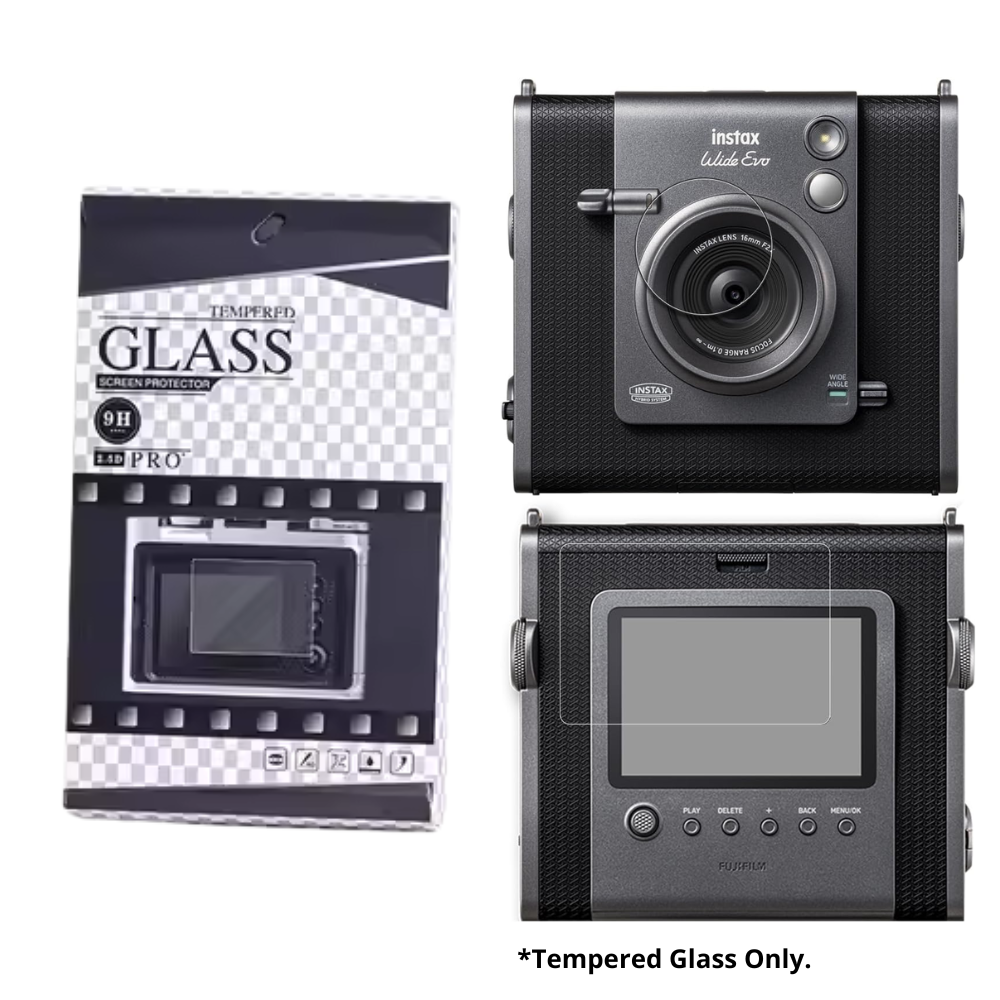 Pikxi Instax WIDE EVO 9H 2.5D Pro Plus Tempered Glass Instant Camera Screen Protector for Lens and Screen Display