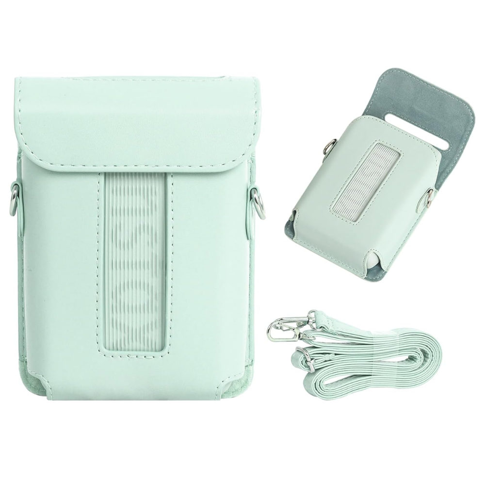 Pikxi Full Body PU Leather Sling Case for FUJIFILM Instax Mini Link 3 Photo Printer with Formfitting Design | Green Pink White