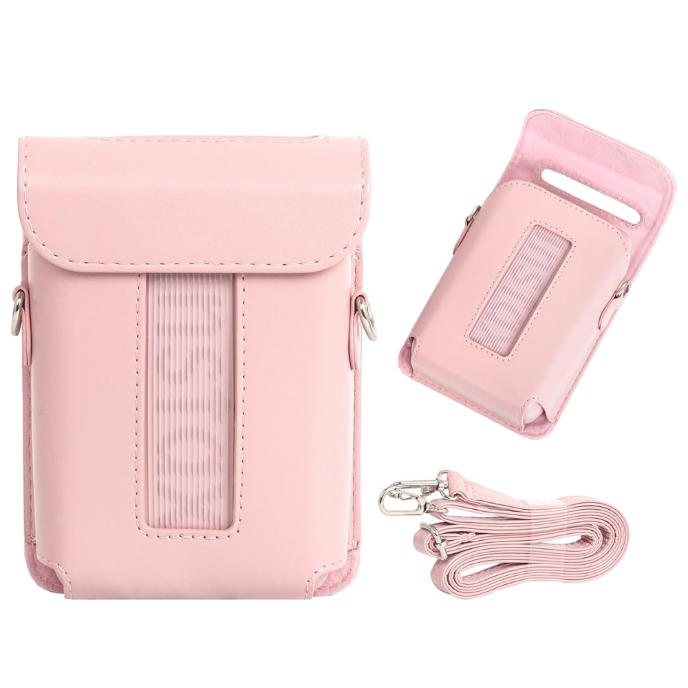 Pikxi Full Body PU Leather Sling Case for FUJIFILM Instax Mini Link 3 Photo Printer with Formfitting Design | Green Pink White