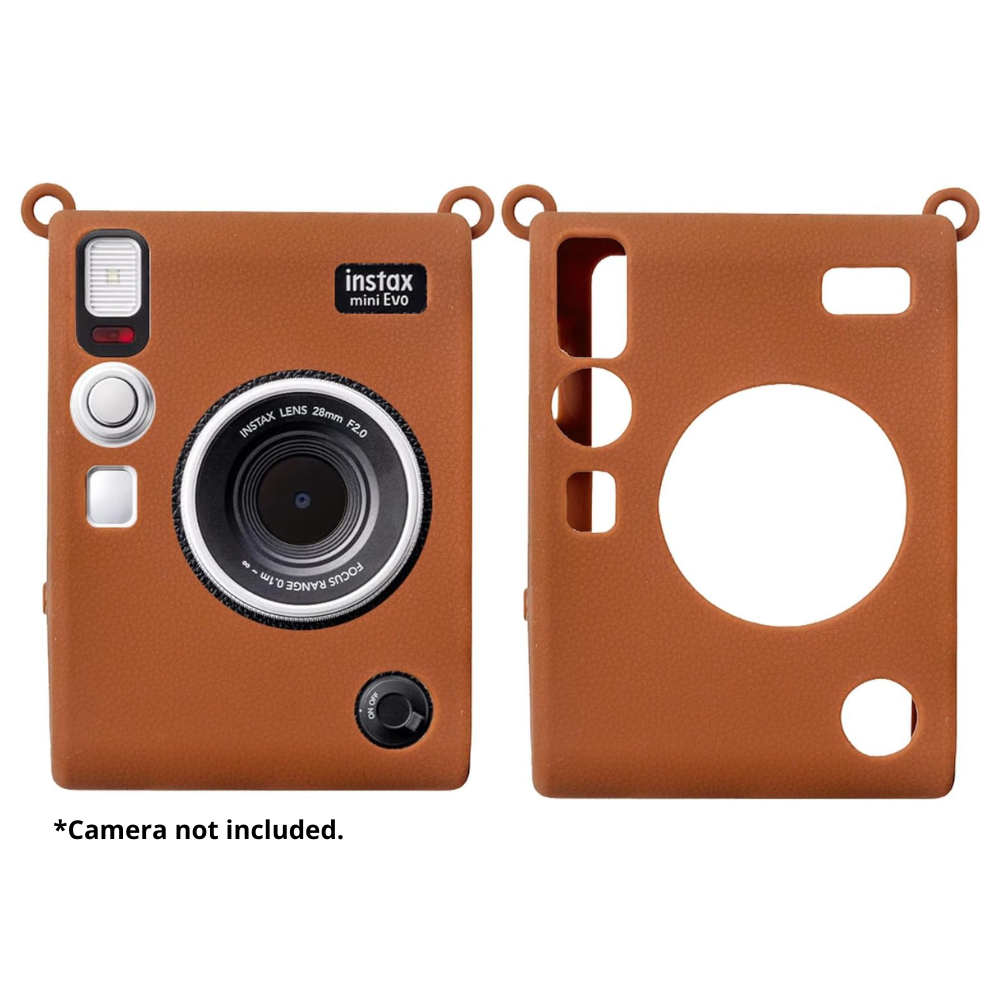 Pikxi Soft Silicone Protective Case for FUJIFILM Instax Mini EVO Instant Film Camera Wear & Drop Resistant with Precise Cutout Holes | White Brown Black Pink Purple Blue Green