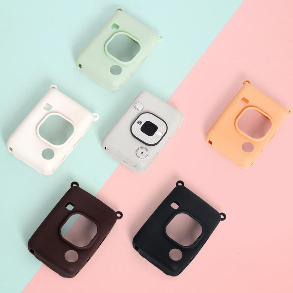 Pikxi Soft Silicone Protective Case for FUJIFILM Instax Mini Li Play Hybrid Instant Digital Film Camera Wear and Drop Resistant with Formfitting Design | Black White Blush Green Brown