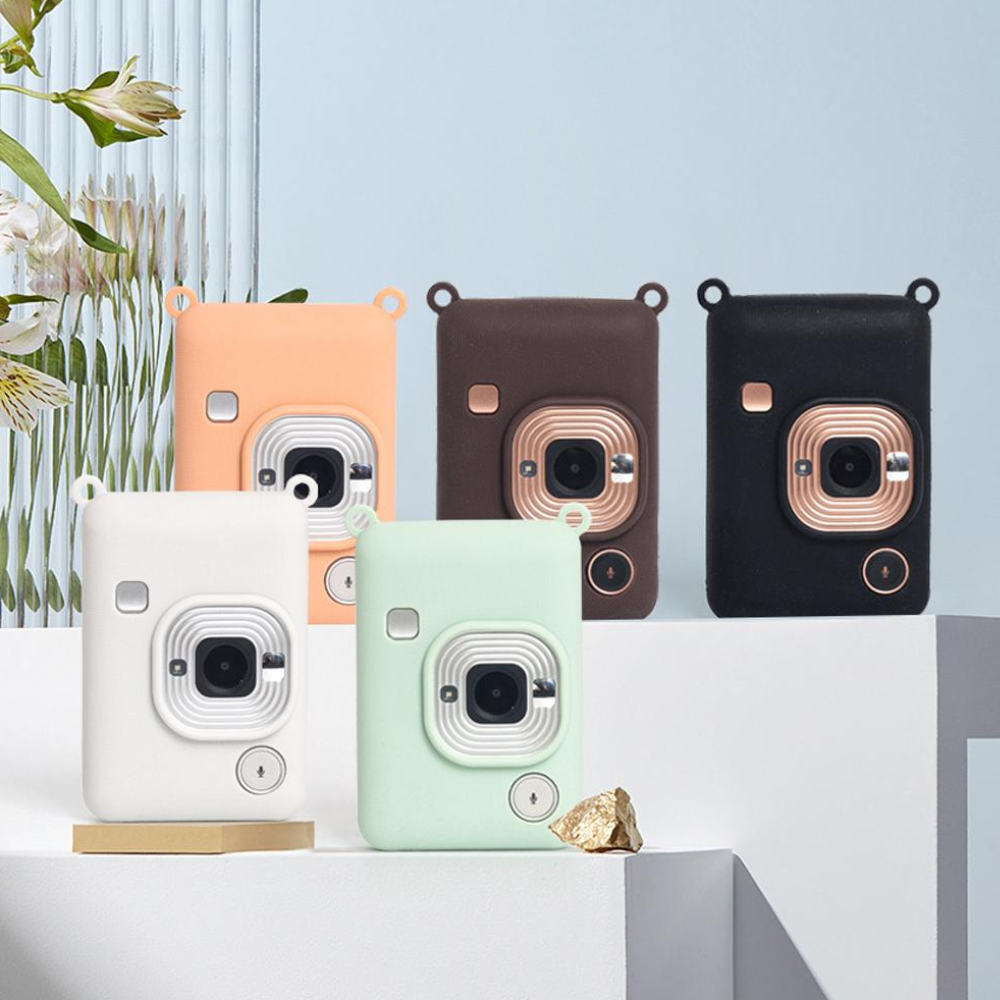 Pikxi Soft Silicone Protective Case for FUJIFILM Instax Mini Li Play Hybrid Instant Digital Film Camera Wear and Drop Resistant with Formfitting Design | Black White Blush Green Brown