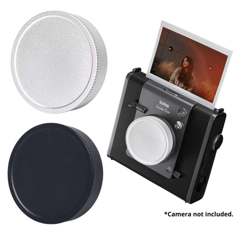Pikxi Aluminum Lens Cap for FUJIFILM Instax Wide EVO Hybrid Instant Digital Film Camera with Dust, Scratch and Fingerprint Protection | Black Silver