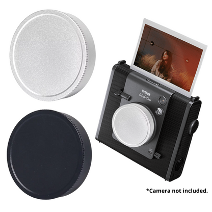 Pikxi Aluminum Lens Cap for FUJIFILM Instax Wide EVO Hybrid Instant Digital Film Camera with Dust, Scratch and Fingerprint Protection | Black Silver