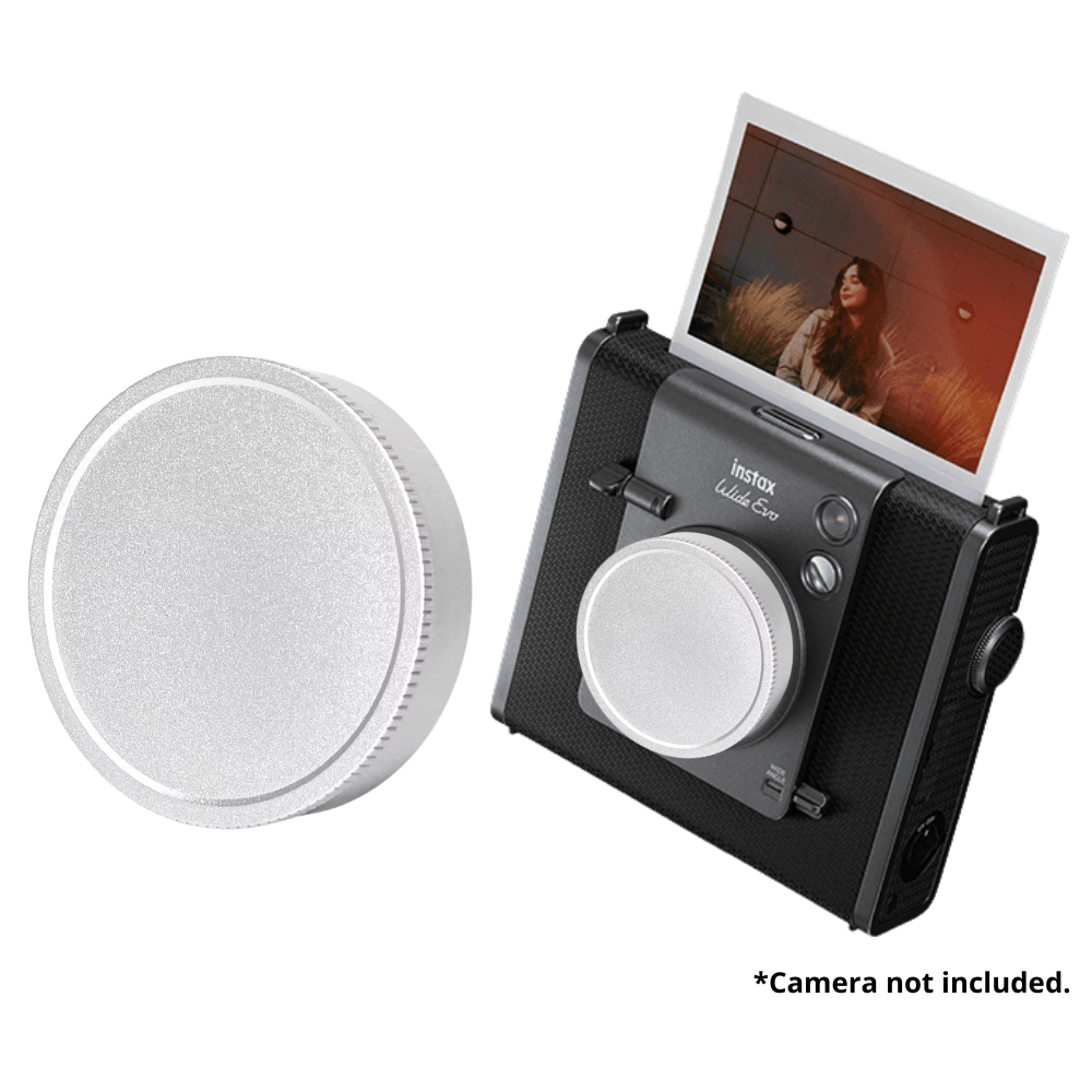 Pikxi Aluminum Lens Cap for FUJIFILM Instax Wide EVO Hybrid Instant Digital Film Camera with Dust, Scratch and Fingerprint Protection | Black Silver