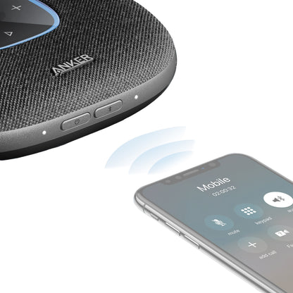 Anker PowerConf S3 Bluetooth Wireless / Wired Conference Speaker Microphone with 6 Built-In Omnidirectional Mics, 6700mAh Battery, and Automatic Voice Volume and App Control for Home and Office Online Video Calls