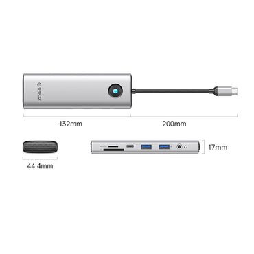 [CLEARANCE] ORICO 9-in-1 USB C Hub Adapter Multi-Interface Port Docking Station w/ 4K60 HDMI, 2.5G Ethernet Network RJ45, SD/TF Card Reader, 3.5mm Audio, 100W PD Type C Fast Charging & 5Gbps Data Transfer for Computer & Laptop