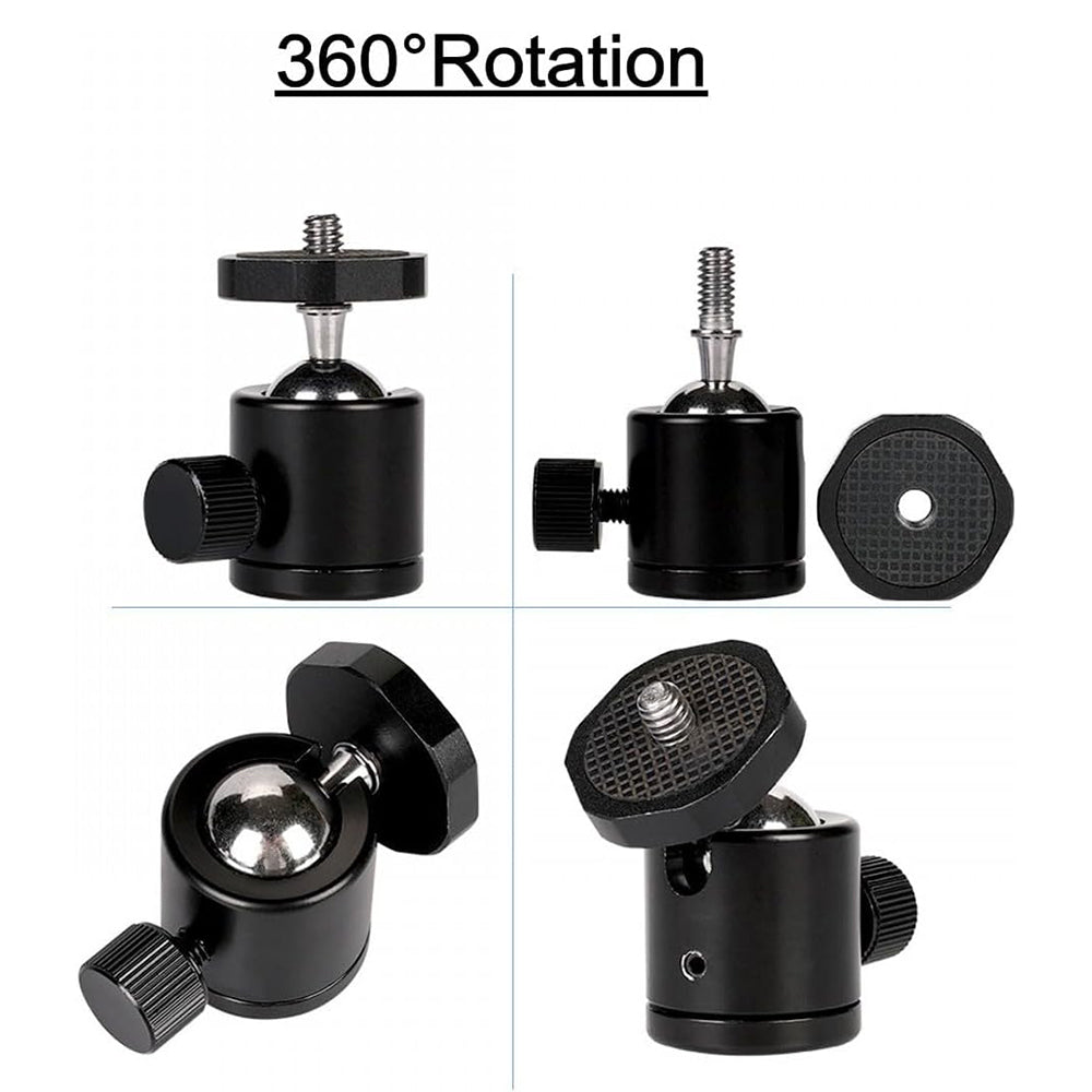 Pxel AA-SC1 AA-SC2 Power Clamp Crab Claw C-Clamp with 360° Ball Head, 1/4" Screw, 2 Prong Action Camera Adapter and Cold Shoe Mount for LED Lights, Camera Mounting, Tripods and Light Stands for Studio Photography