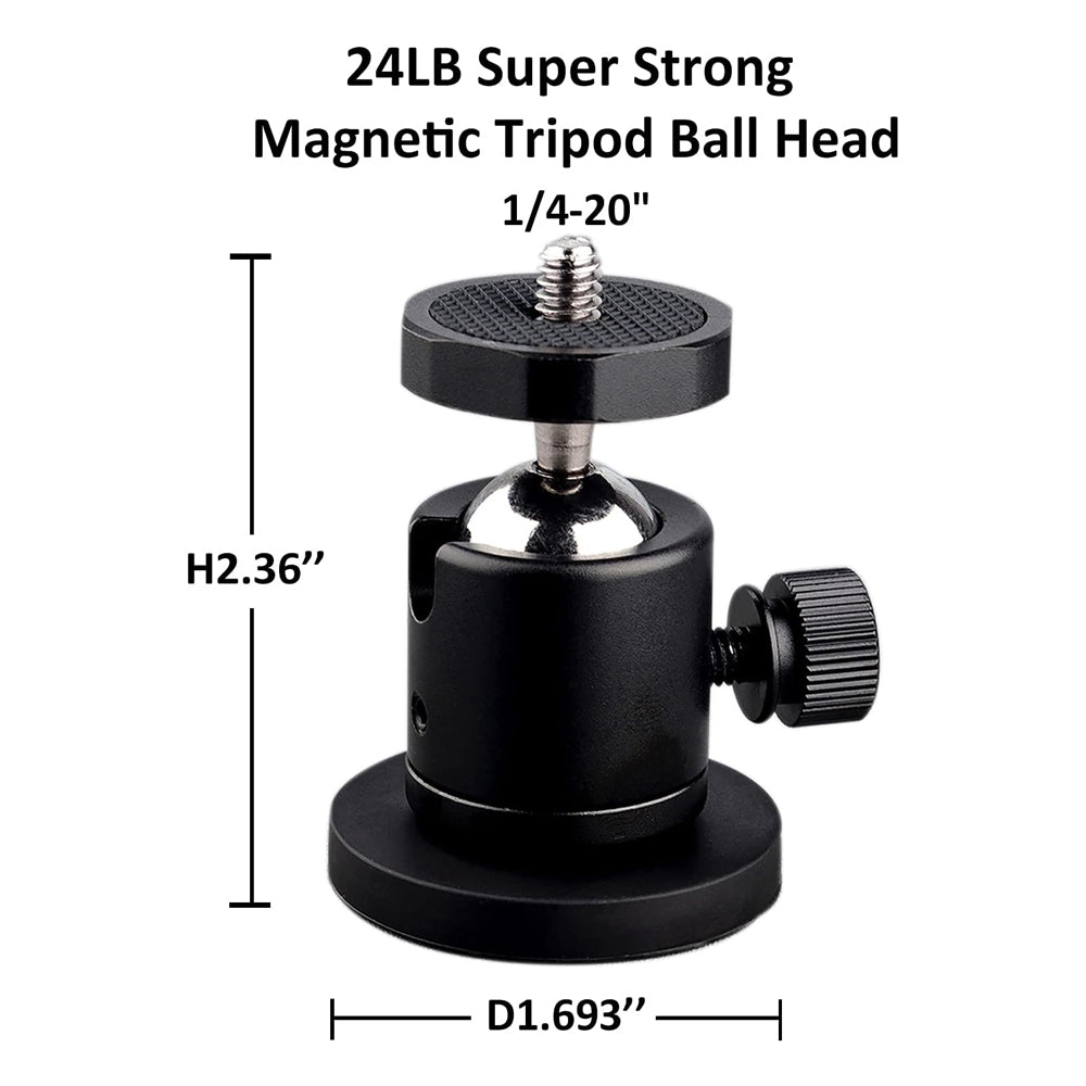 Pxel Multi-Purpose Magnetic Camera Mounting with Mini Ball Head, Strong Rubber Coating Neodymium Magnet and 1/4' Screw Stud, Phone Holder & Action Camera Mount Adapter for Action Cameras, Smartphones, Mirrorless and LED Lights | AA-TH