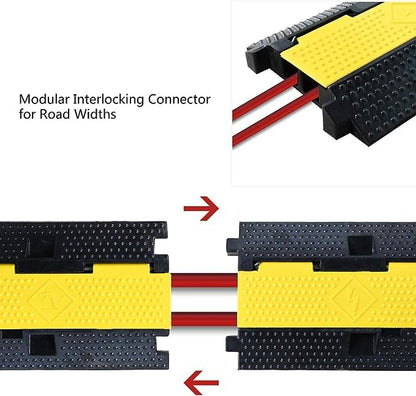 Pxel CR-2C Flip-Open Heavy Duty Cable Hose Rubber Protector Ramp (10 x 40") Floor Cord Cover with 2-Channel Track and Anti Slip Surface for Cables and Wires