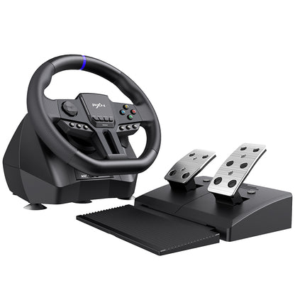 PXN V900 GEN2 RGB Gaming Steering Wheel with Hall Magnetic Linear Pedals, Paddle Shifters, Real Steering, Haptic Feedback Vibration and Quick Response Drive for PC Xbox Switch PS3 PS4