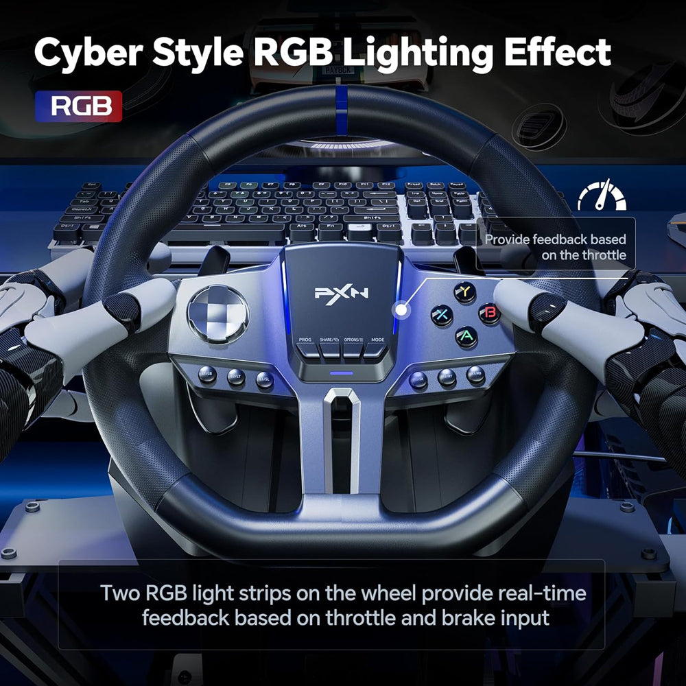 PXN V9 Gen2 PC Driving Wheel, 900 Degree Vibration Racing Steering
