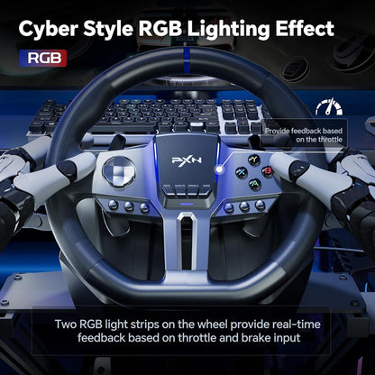 PXN V9 Gen2 PC Driving Wheel, 900 Degree Vibration Racing Steering Wheel Set with Clutch and Shifter for PC, PS3, PS4, Xbox one/Xbox Series S&X, Switch