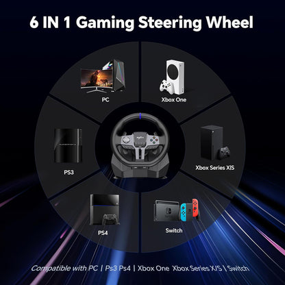 PXN V9 Gen2 PC Driving Wheel, 900 Degree Vibration Racing Steering Wheel Set with Clutch and Shifter for PC, PS3, PS4, Xbox one/Xbox Series S&X, Switch