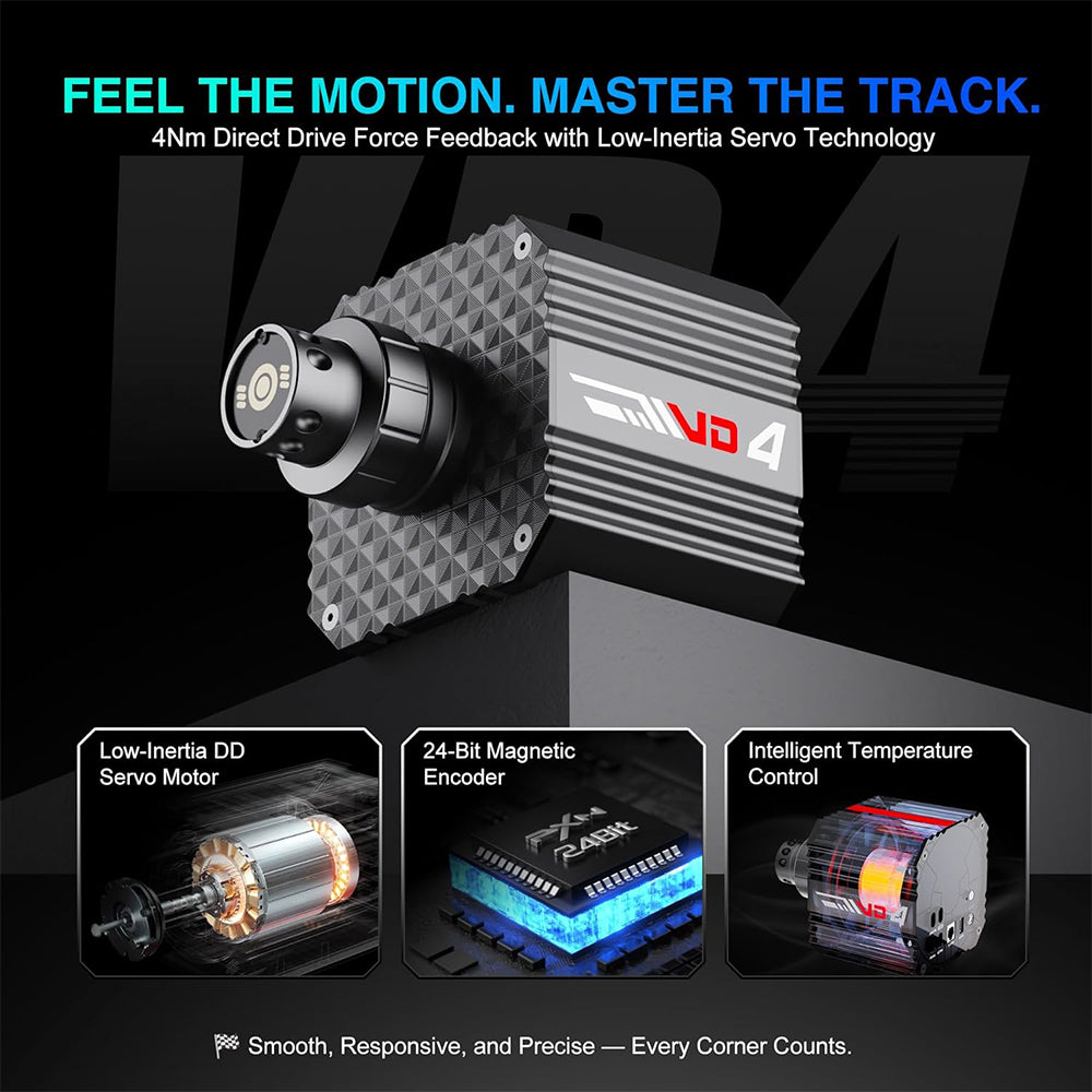 PXN VD6 & VD4 Direct Drive Sim Racing Wheel Bundle with High-Torque Servo Motor Base, Hall Sensor Pedals, Programmable Buttons, Quick Release Steering Wheel & SimRacing Software PC, PS4 / PS5 Pro, Xbox Series, Gaming Console Accessories