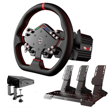 PXN VD6 & VD4 Direct Drive Sim Racing Wheel Bundle with High-Torque Servo Motor Base, Hall Sensor Pedals, Programmable Buttons, Quick Release Steering Wheel & SimRacing Software PC, PS4 / PS5 Pro, Xbox Series, Gaming Console Accessories