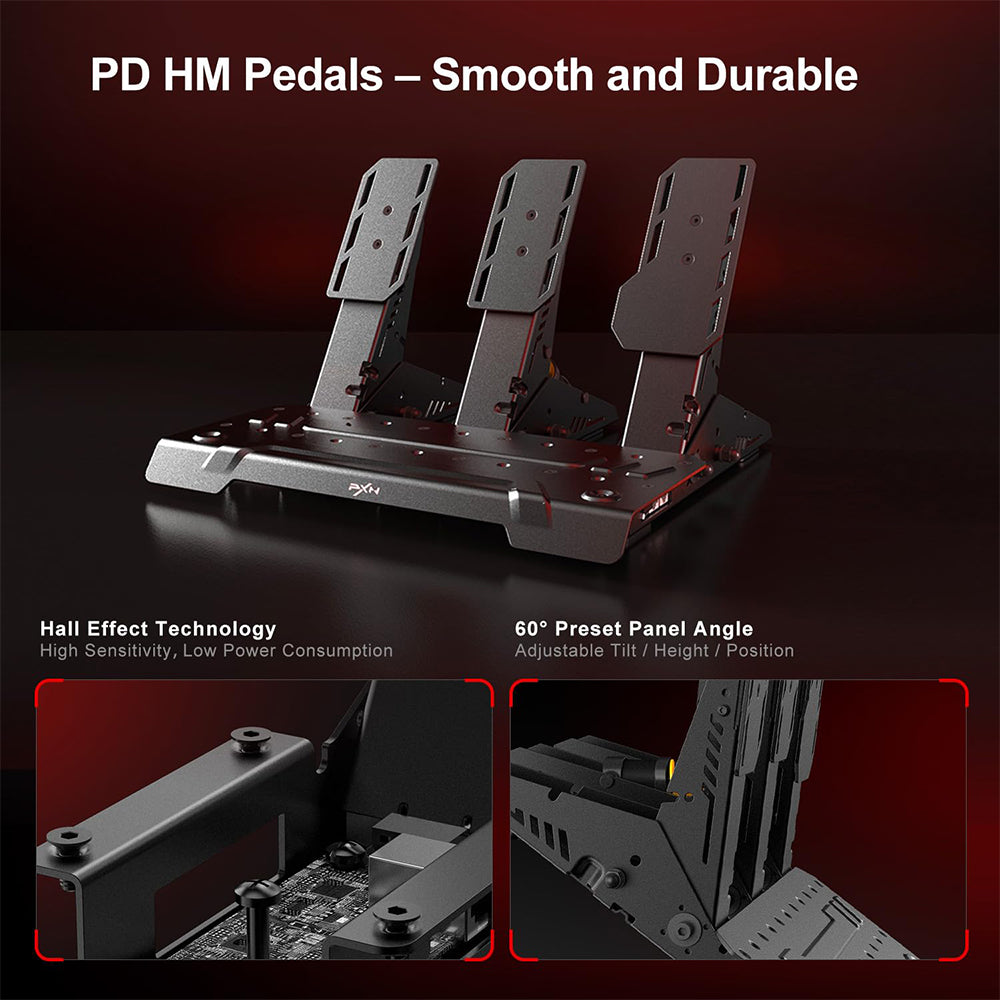 PXN VD6 & VD4 Direct Drive Sim Racing Wheel Bundle with High-Torque Servo Motor Base, Hall Sensor Pedals, Programmable Buttons, Quick Release Steering Wheel & SimRacing Software PC, PS4 / PS5 Pro, Xbox Series, Gaming Console Accessories