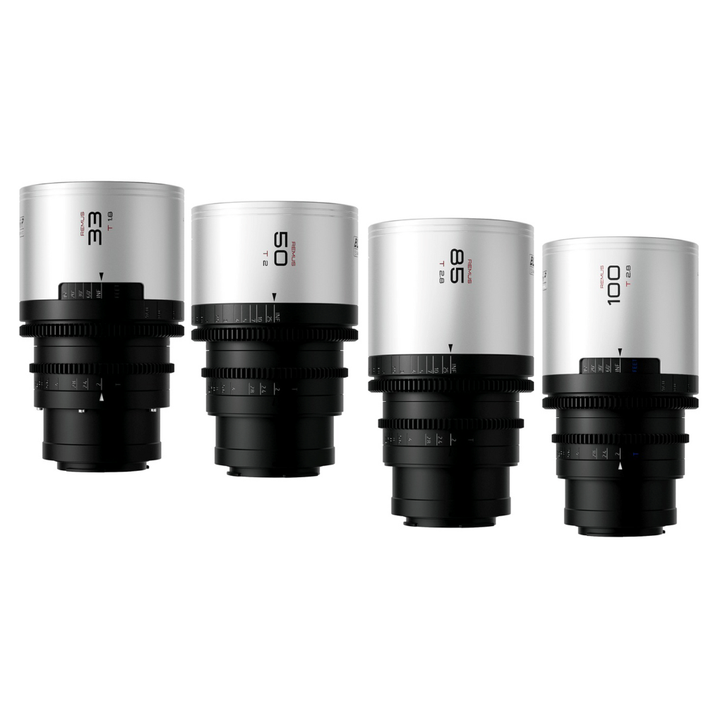 BLAZAR REMUS M 33mm 50mm 85mm 100mm T/1.8 1.5x Full Frame Sony E Mount Anamorphic Cine Lens Set Kit, 0.5 Meter to 0.7 Meter Focusing Distance, Silver Lens Flare and Signature Oval Bokeh, Rich Visuals for Videography Content Creation