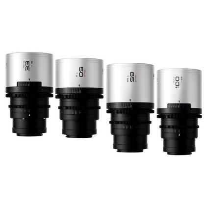 BLAZAR REMUS M 33mm 50mm 85mm 100mm T/1.8 1.5x Full Frame Sony E Mount Anamorphic Cine Lens Set Kit, 0.5 Meter to 0.7 Meter Focusing Distance, Silver Lens Flare and Signature Oval Bokeh, Rich Visuals for Videography Content Creation