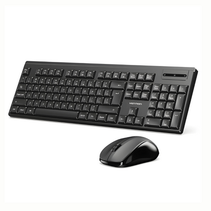 Vention Keyboard and Mouse Combo – Wireless 2.4GHz with USB Receiver / USB Wired, Full-Sized 104 Keys Silent Keyboard, Silent Quiet-Click, Ergonomic Mouse (1200DPI/1000DPI), Plug-and-Play for Windows 8/10/11, Laptop & Desktop PC | Black