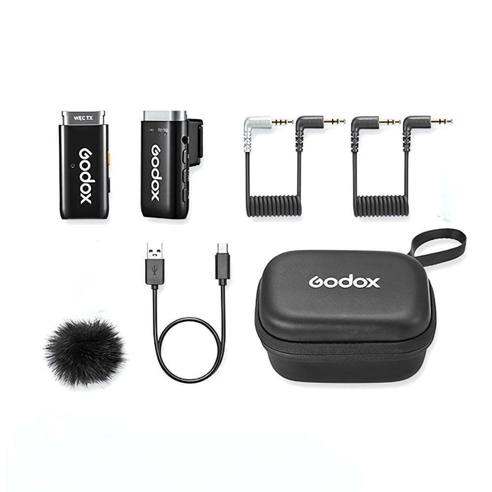 Godox WEC-S 2-Person Wireless Mic (2TX + 1RX) with Multi-Interface Shoe for Sony Cameras, Charging Case, Digital & Alog Audio Mode, Built-In Microphone On Receiver, Clip-On Transmitters, 8+21 Hours Battery Life for Vlogging & Streaming