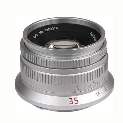 7Artisans 35mm F/1.4 APS-C Format Canon RF Mount Compact Portrait Prime Lens MF Manual Focus for Mirrorless Cameras | Silver, Black