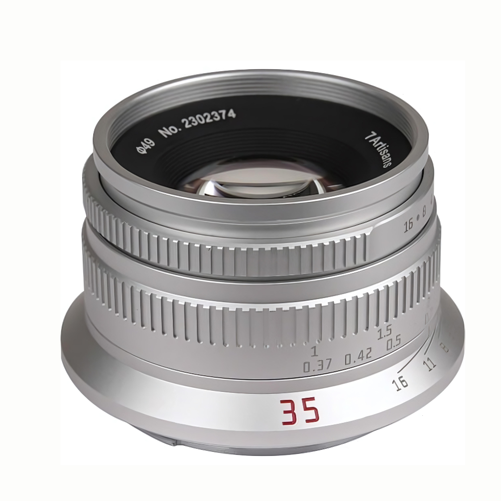 7Artisans 35mm F/1.4 APS-C Format Canon RF Mount Compact Portrait Prime Lens MF Manual Focus for Mirrorless Cameras | Silver, Black