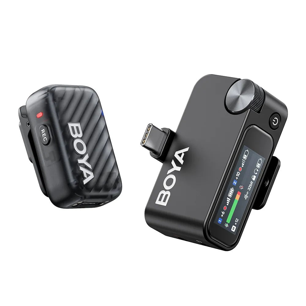 BOYA BOYAMIC 2 AI-Powered Wireless Mini Microphone Lapel with True Noise Cancellation, 32-bit Onboard Recording, AMOLED Touchscreen & Multi-Device Support for Vlogging, Live Broadcast and Interview