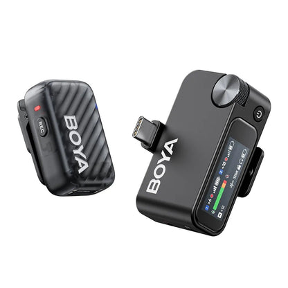 BOYA BOYAMIC 2 AI-Powered Wireless Mini Microphone Lapel with True Noise Cancellation, 32-bit Onboard Recording, AMOLED Touchscreen & Multi-Device Support for Vlogging, Live Broadcast and Interview