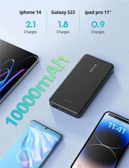[CLEARANCE] RAVPower 10000mAh 3-Port PD Pioneer 15W Fast Charging Power Bank with i-Smart Technology, Two-Way Type-C In/Out, LED Indicator Light, and Portable Design for Smartphone and iPad | RP-PB1215